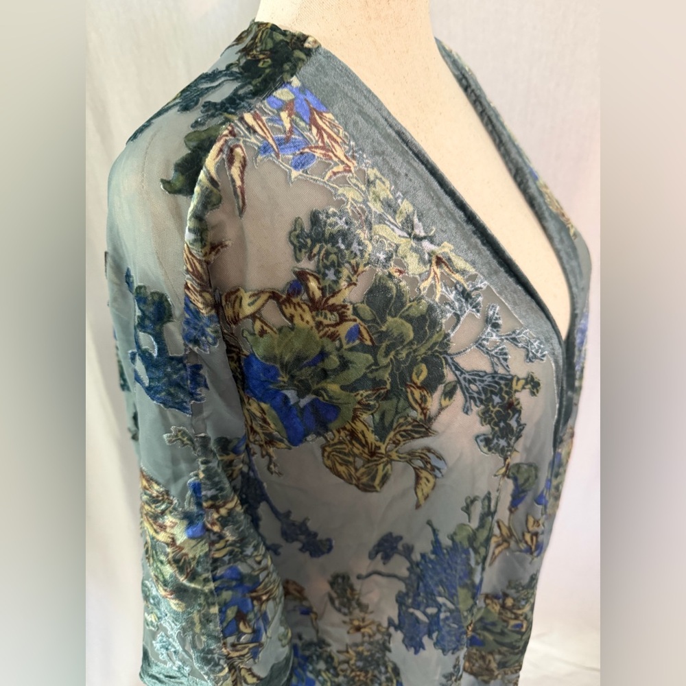 NWT Torrid Teal Floral Velvet Burnout Kimono - Torrid Size 3/4 (22-26) - Picture 8 of 15